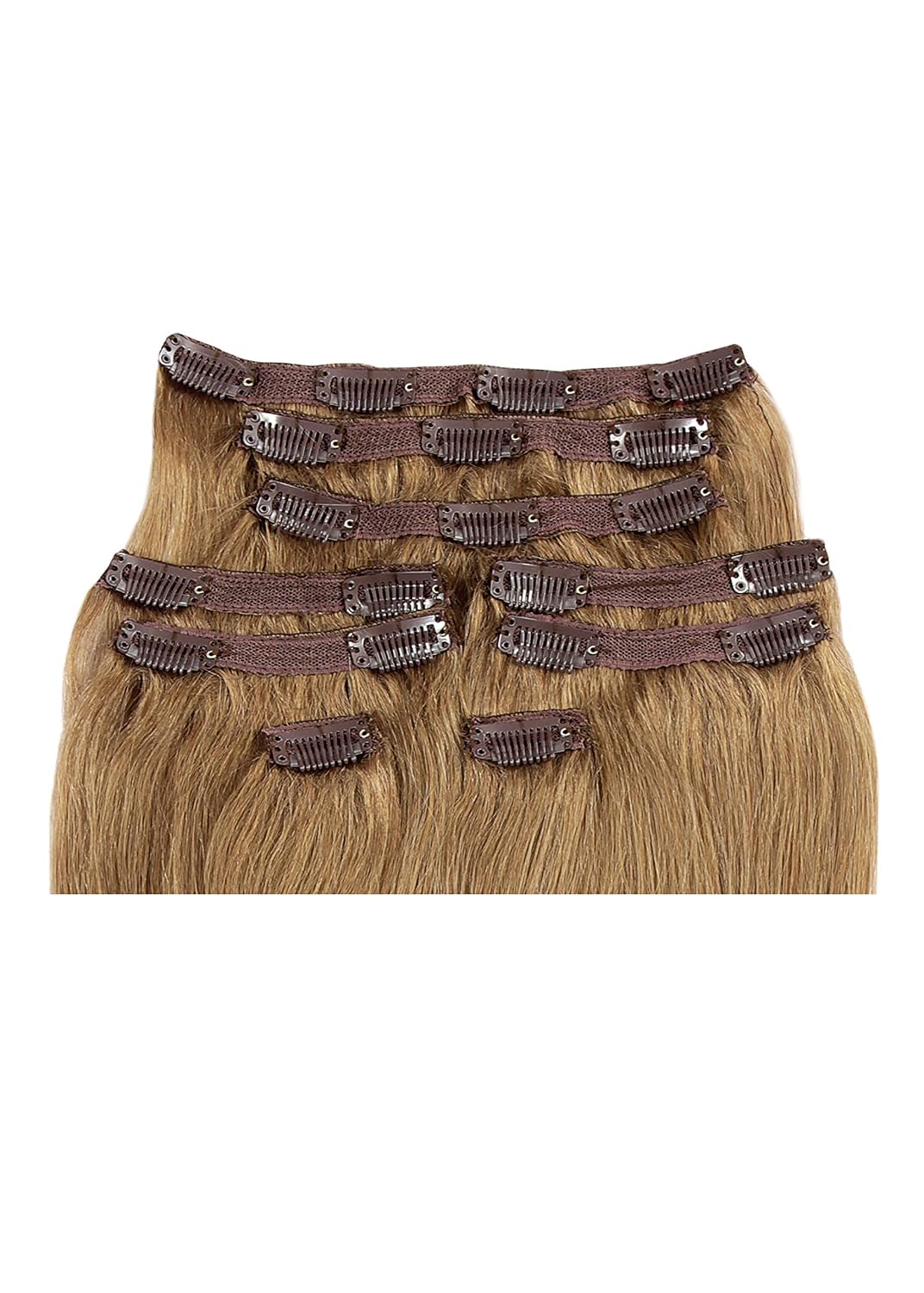 100% Remy Human Hair Clip In Extensions - 9 Pieces 20 Clips - 100 Grams - Silky Straight - 18 Inches - #1