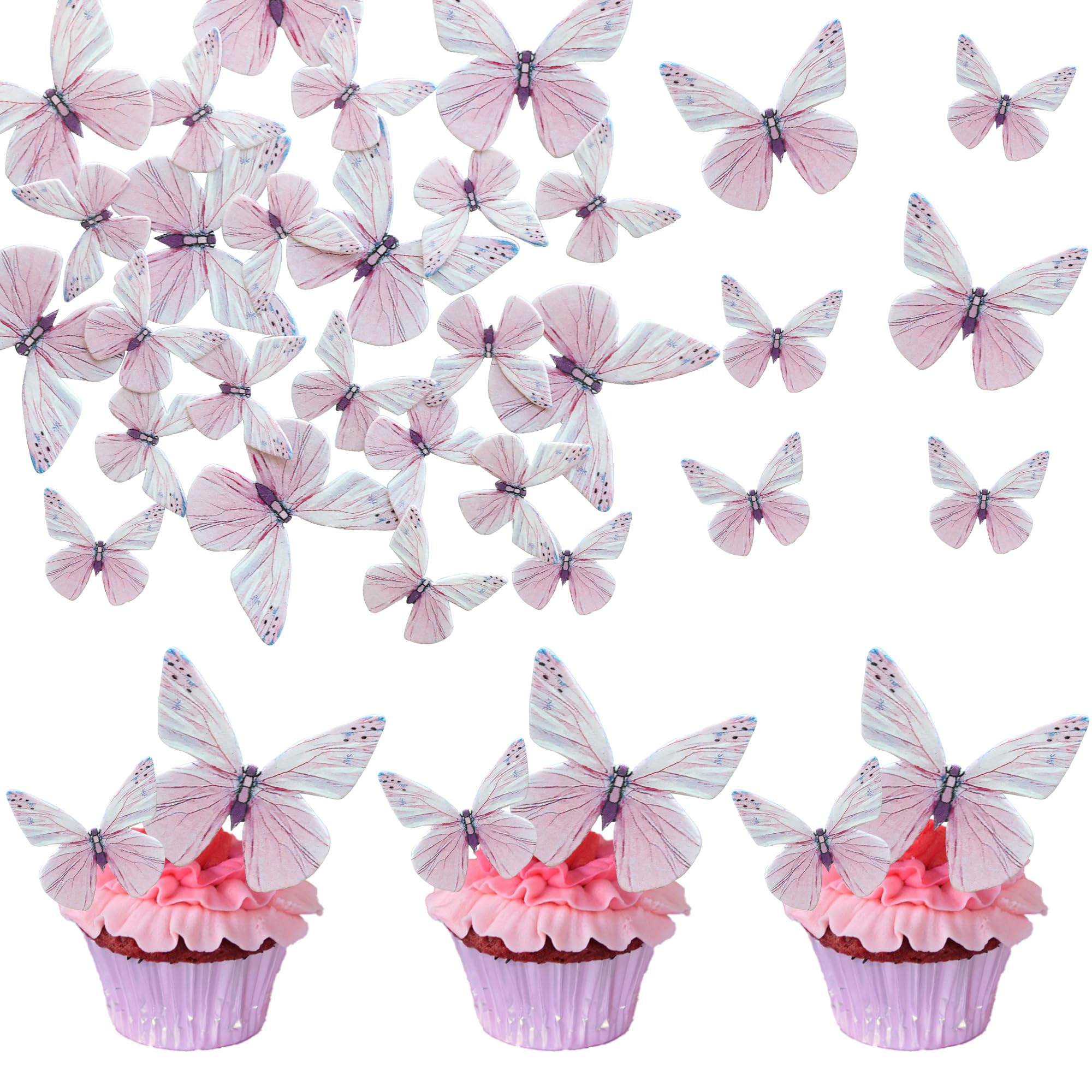 Ephlyn 72Pcs Edible 3D Butterfly Cupcake Toppers Cute Butterfly Picks Realistic 3D Butterfly Cupcake Decorations for Butterfly Theme Baby Shower Bridal Shower Birthday Decorations Purple