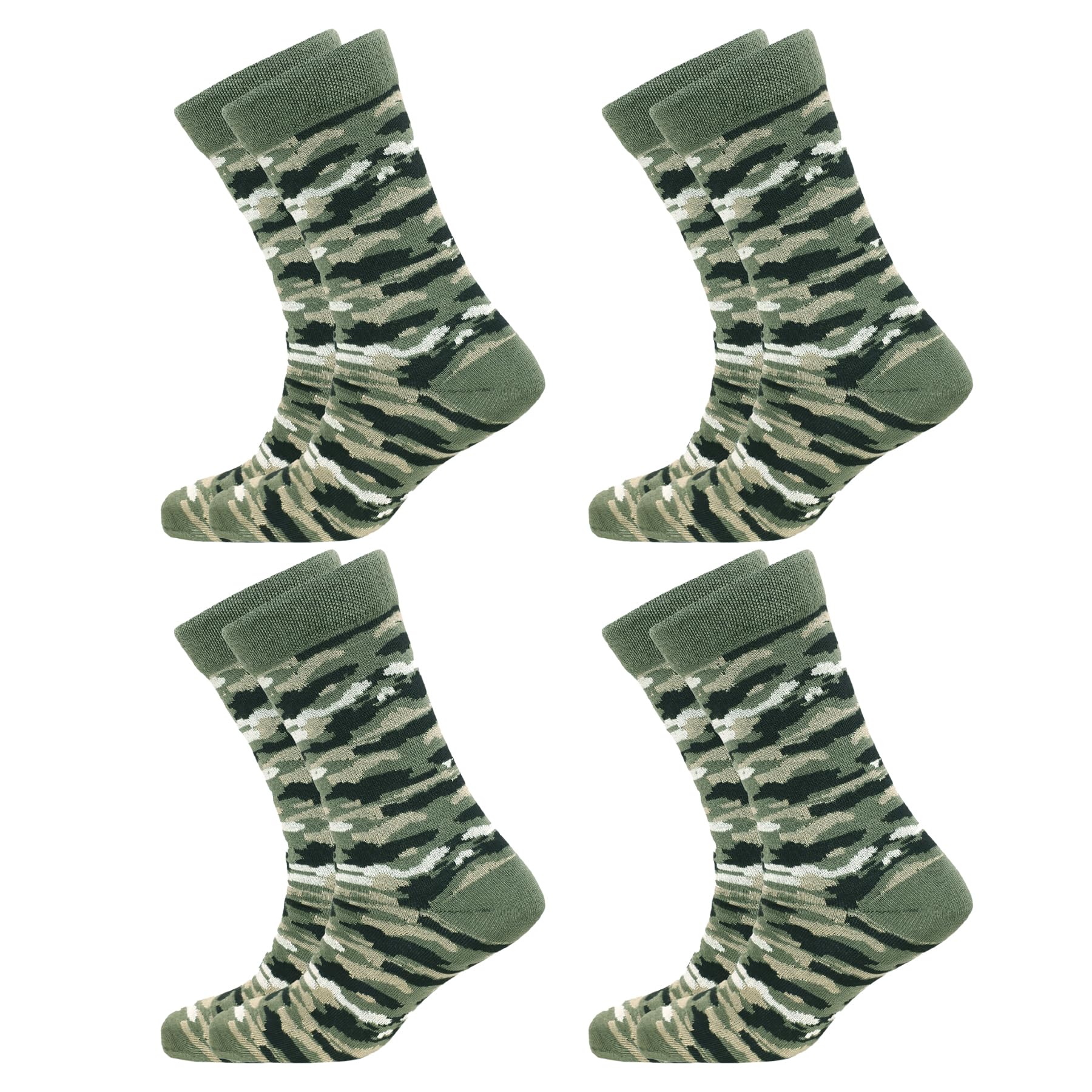 Commando Comfort Army Mid-Calf Length Jungle Print Cotton Socks (Pack of 4 Pairs) Breathable Free Size Military-Inspired Socks for Men and Women.-image-5