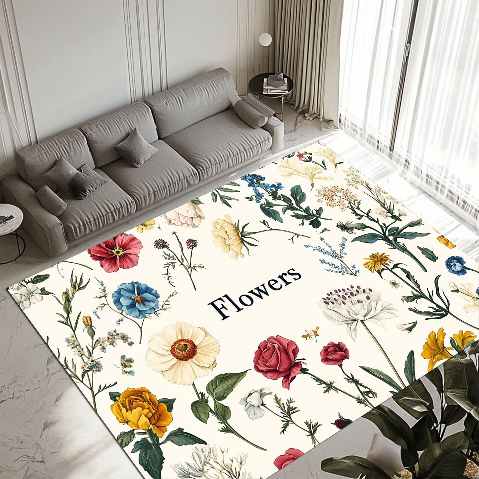 Tapis de chambre Flower 50x80cm imperméable pour entrée et cuisine