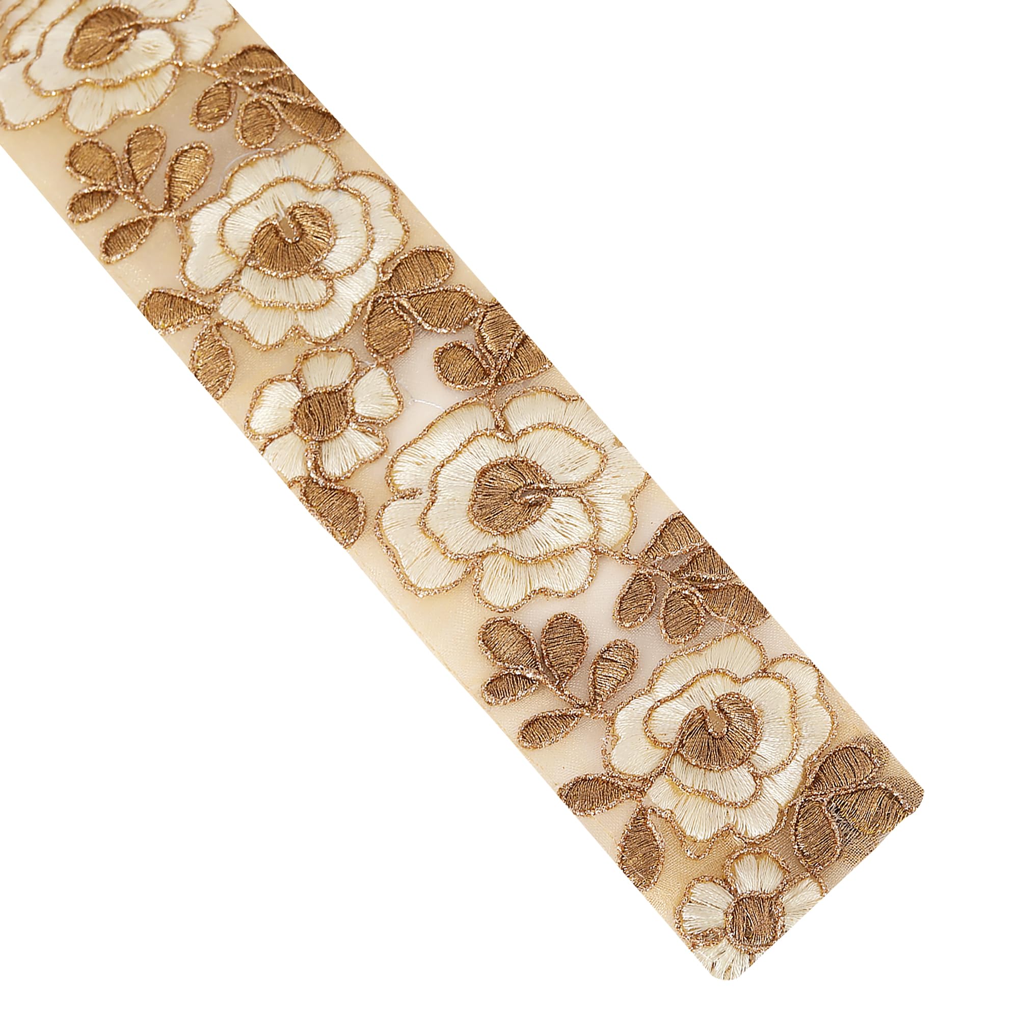 SYNC Cream offwhite Lace Border Materials zari Embroidered Embroidery Golden Sari Saree Blouse Dress Gown Decoration 9 metre