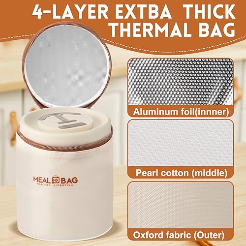 Vista 12 de Dandat 2 recipientes aislados para el almuerzo, caja térmica Bento con bolsa, tenedor, cuchillo, lonchera de acero inoxidable para microondas, 15.2