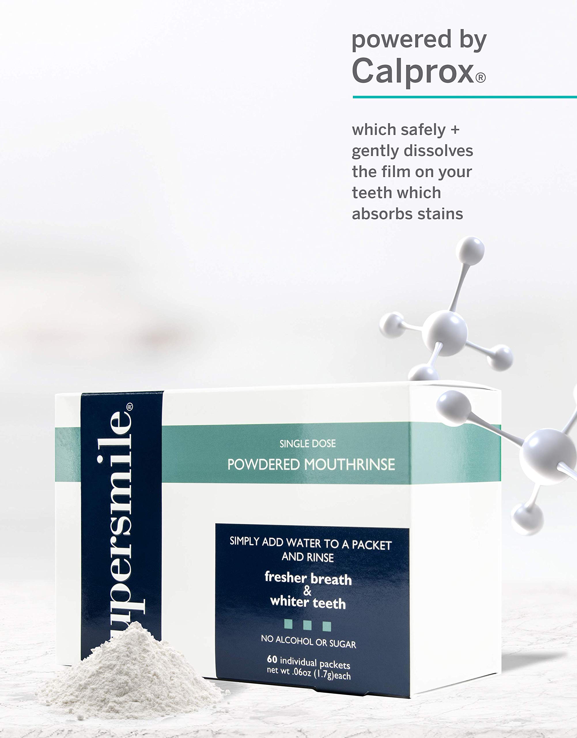 Supersmile Powdered Mouth Rinse - Clinically Proven to Freshen Breath and Whiten Teeth - Convenient TSA Approved On-the-Go Oral Mouthwash Packets - No Sugar or Alcohol