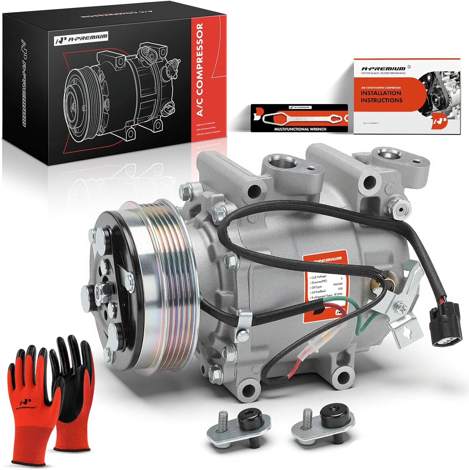 A-Premium Air Conditioner AC Compressor with Clutch Compatible with Honda Fit 1.5L 2009-2013