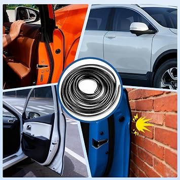 REGUICORP 20Ft (6.1m) Car Door Edge Guards, U-Shaped Black Car Door Protector, Automotive Door Entry Guard Fit for Most Vehicles, Built-in Metal Clips, No Need Adhesive, Easy to Cut