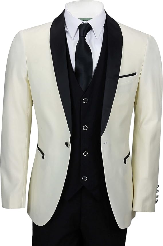 cream and black tuxedo jacket