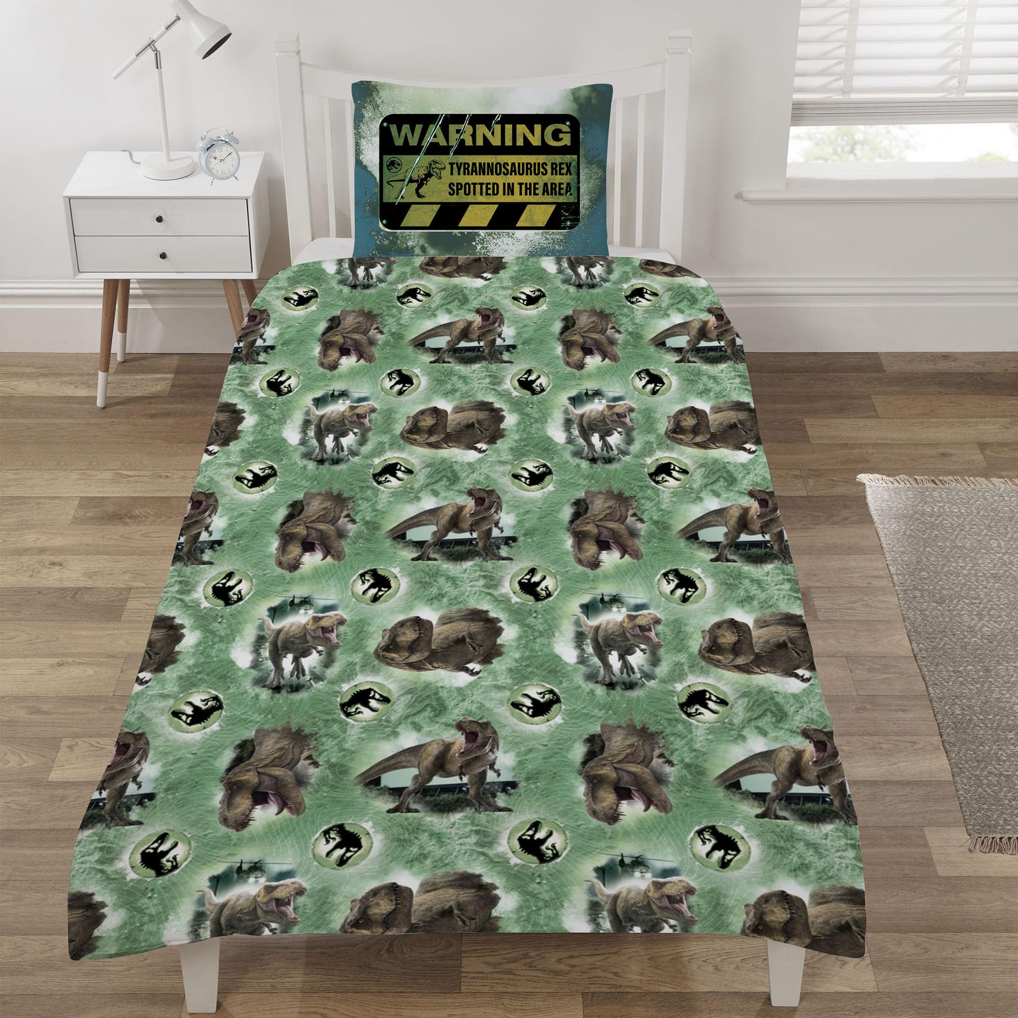 Coco Moon Jurassic World Helicopter Chase Dinosaur Single Duvet Cover Set Official Licensed Childrens Duvet Cover Sets For Kids Bed - Image 2