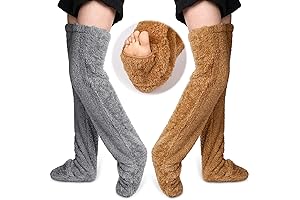2 Pairs Over-the-Knee Fuzzy Socks: Ultimate Cozy Winter Comfort