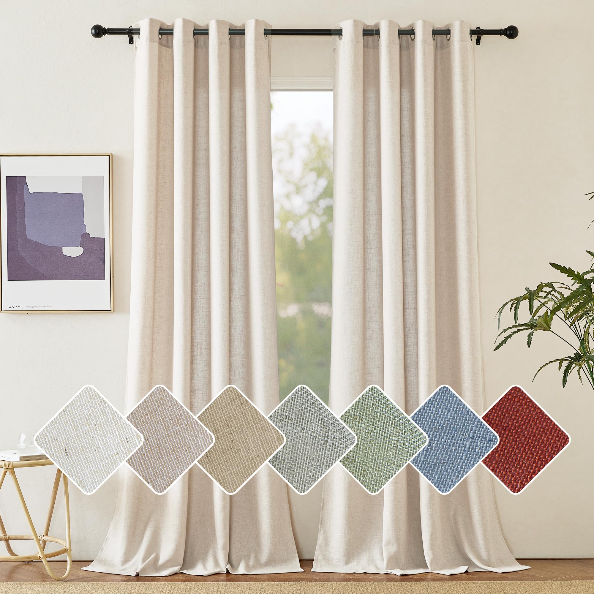 Draperies Voile en Lin Beige Chic avec Oeillets PONY DANCE