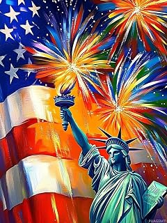 Liberty's Celebration Paint by Numbers Kit for Adults Beginner, 5D DIY Diamond Art Kits Patriotic, Paint by Number Without Frame Home Wall Decor 12x16Inch