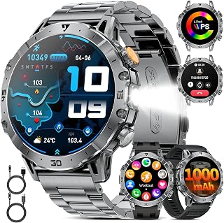 SUNKTA Military Smart Watch for Men(3 Bands),1.7" HD Large Display/1000mAh Smart Watches with LED Flashlight for Android i... Price In India