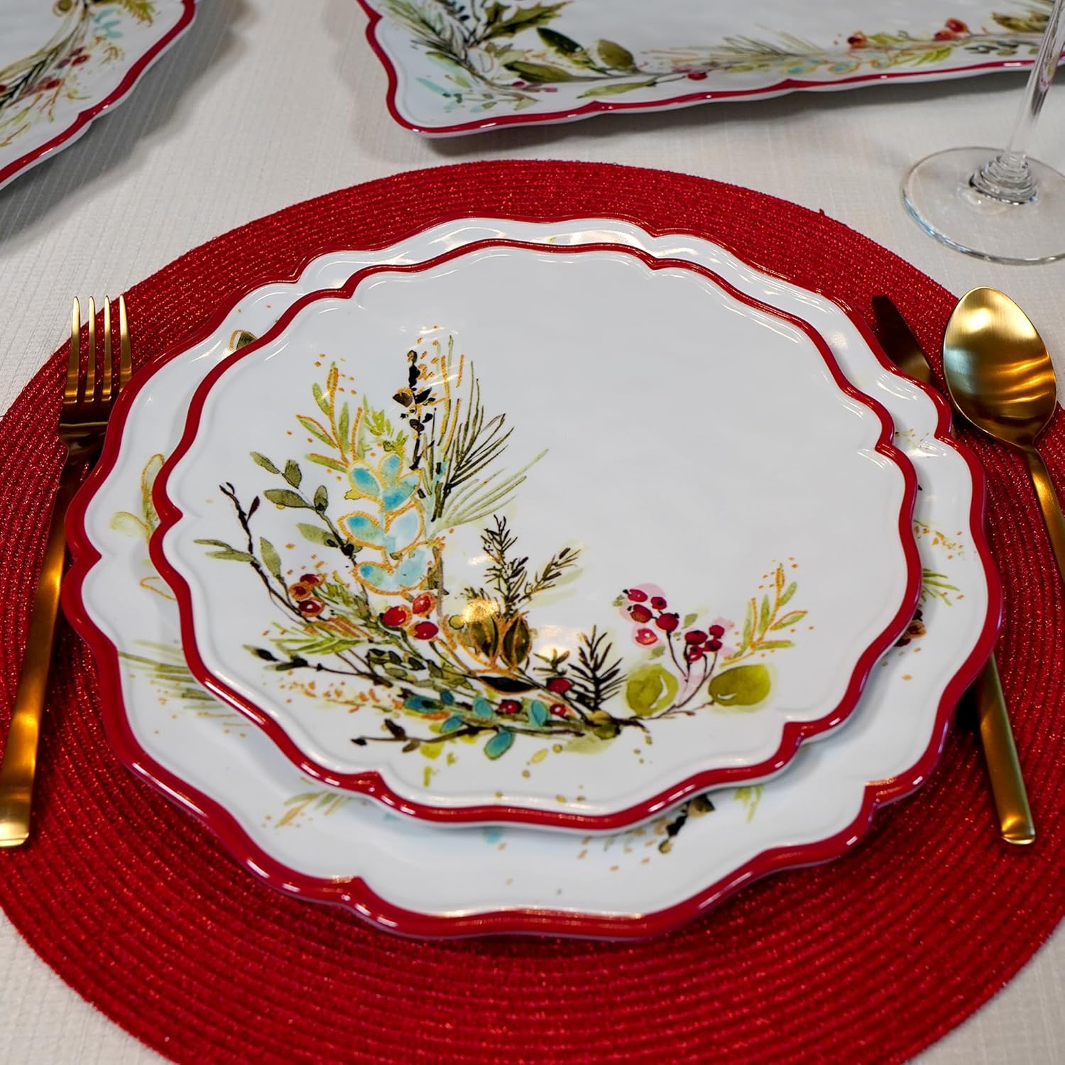Certified International Christmas Gatherings 11" Melamine Dinner Plates, Set of 4 (Pack of 3)