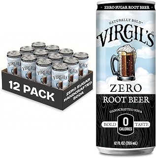 Virgil's Root Beer Zero Sugar Soda, Pack of 12 (12 fl oz Can each) - Naturally Bold Handcrafted Root Beer Soda with 15 Roots & Spices Blend - No Aspartame & Sucralose - No Artificial Preservatives