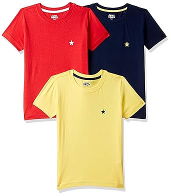 Amazon Brand - Jam & Honey Boys Plain Regular fit Cotton T-Shirt