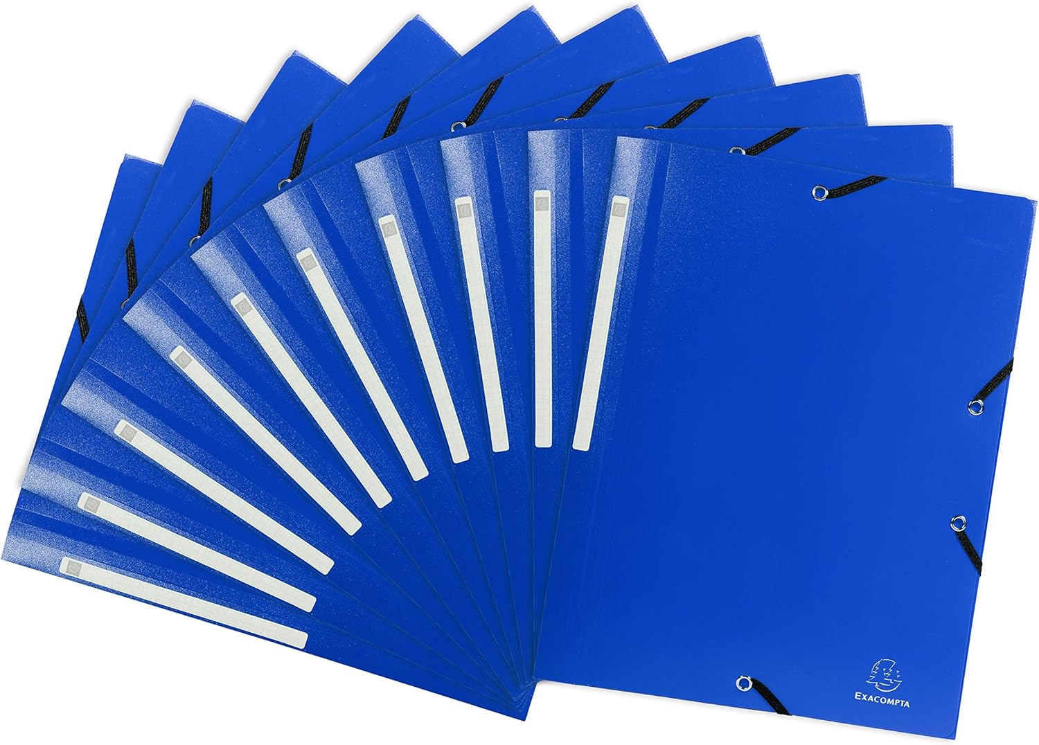 Exacompta - Ref 55812E - Opaque PP Elasticated 3-Flap Folders - Suitable for A4 Documents, 0.5mm Polypropylene, Spine Label, Suitable for Confidentiality - Dark Blue