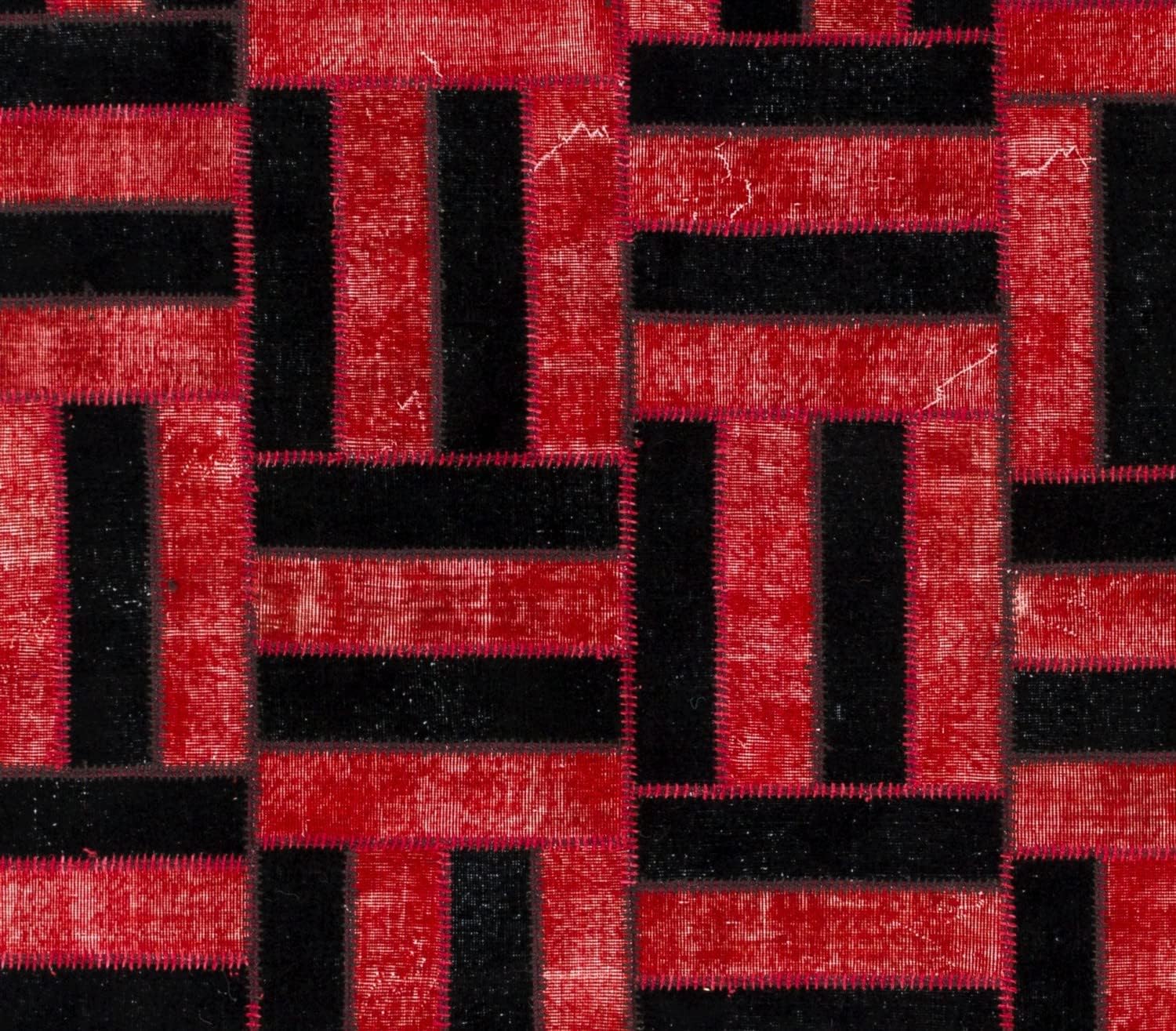 Contemporary Handmade Patchwork Rug, Wool and Cotton Turkish Carpet. Custom Colors & Sizes Available. D712