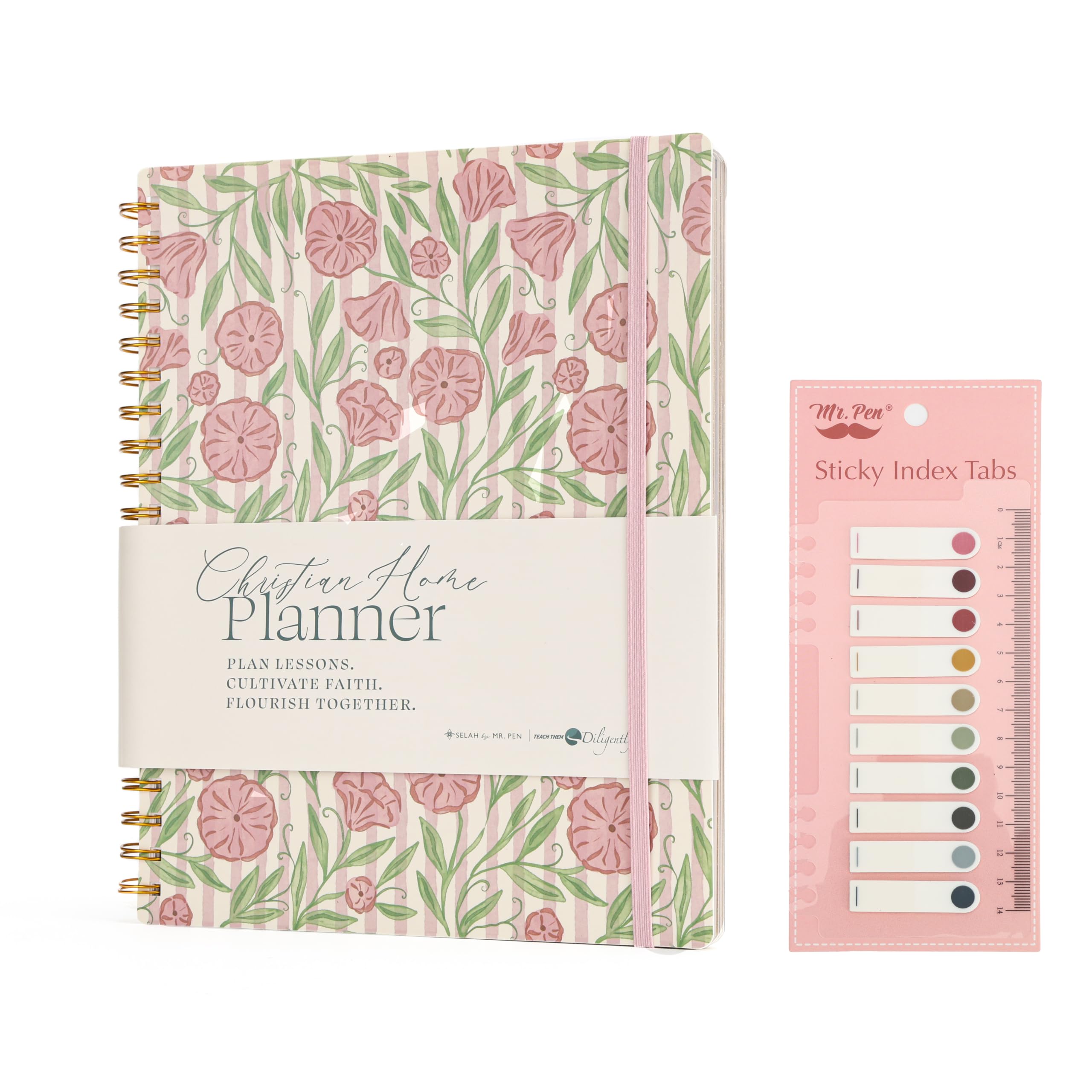 Mr. Pen- Homeschool Planner 8.5" x 11", Designed in Partenership with Teach Them Diligently, Undated Weekly & Monthly Organizer, Spiral Bound, Faith-Based Lesson Planner with Habit Tracker, Pink