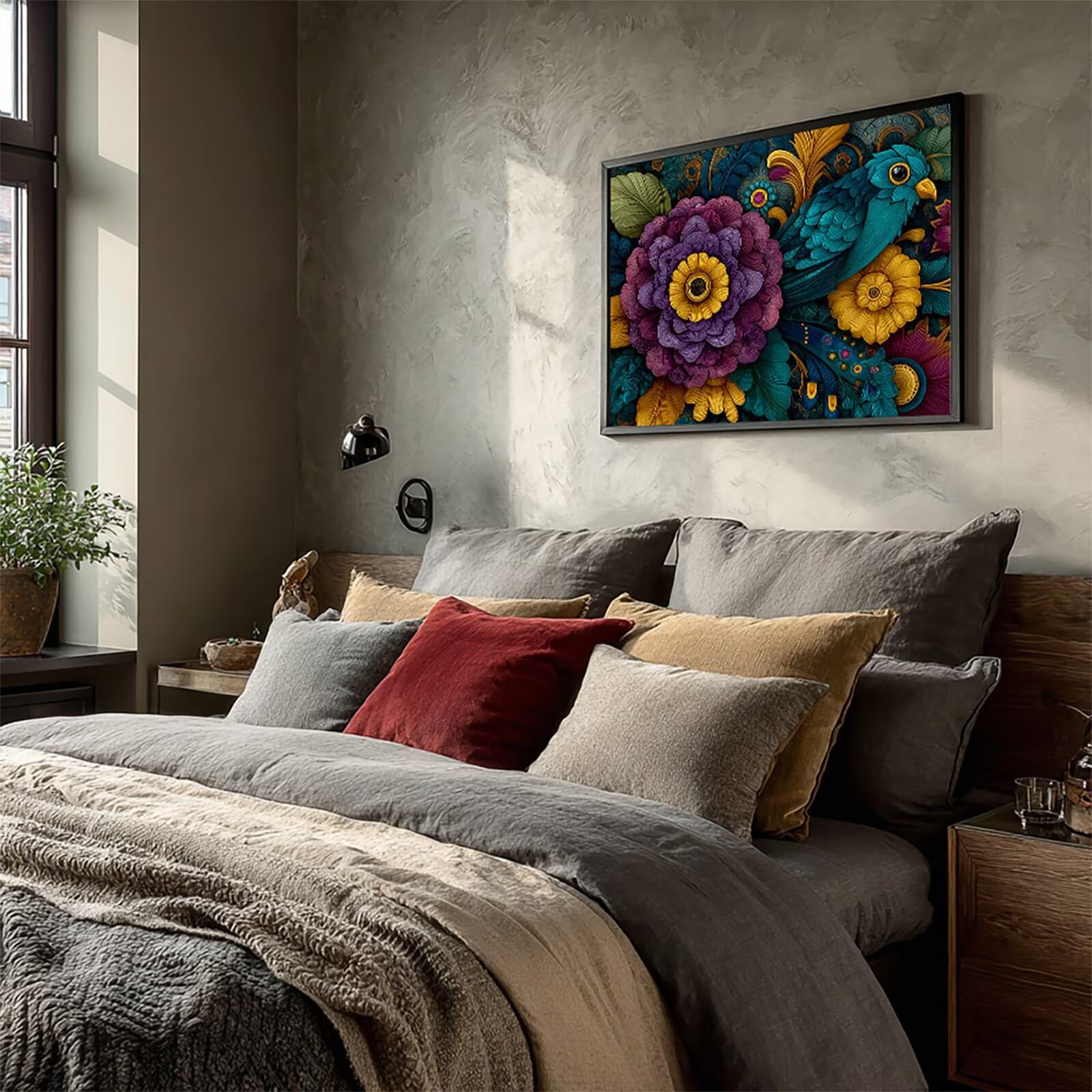 Vogel Diamond Painting, obraz diamentowy 5D, obraz typu "zrób to sam", zestaw do malowania diamentami, dla dorosłych, dekoracja do salonu, 90 x 60 cm, G-1698
