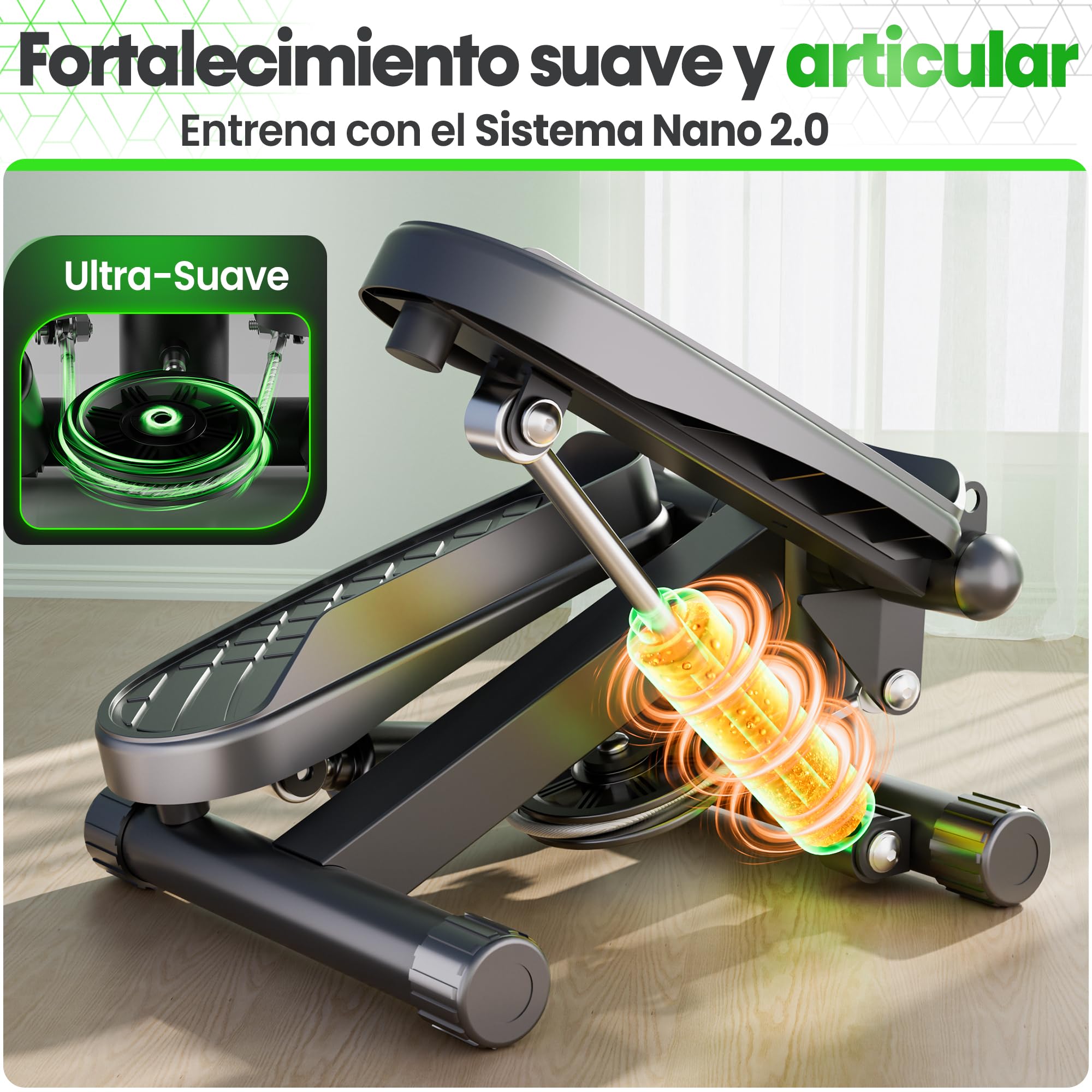 Ultrasport Mini Stepper Fitness en Casa 2 en 1 para Cardio con Monitor LCD, Bandas de Resistencia y Pedales Antideslizantes