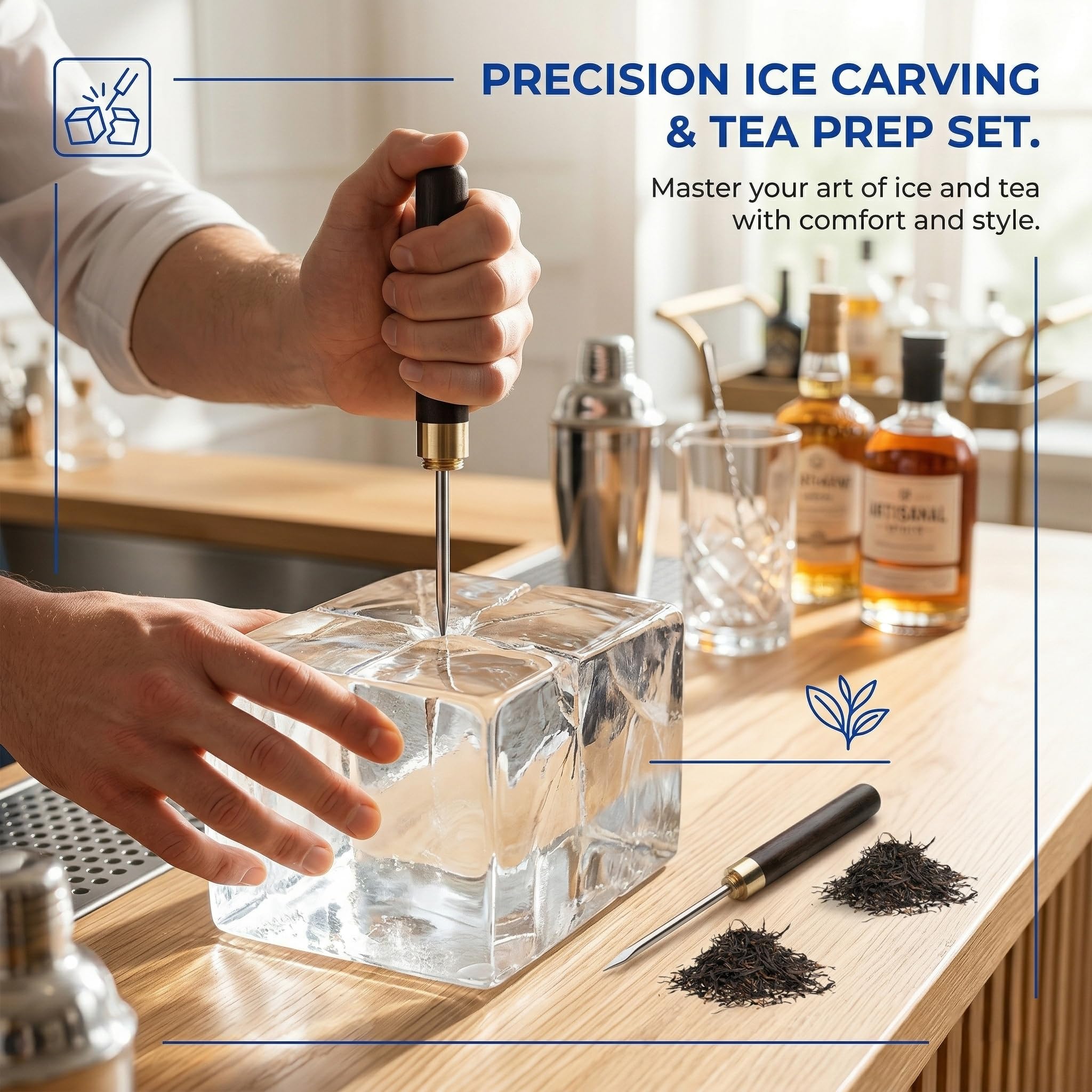 Punteruolo da Tè Set 2 pz (Piccolo & Grande) Manico Ebano Punta Metallo – Ideale per Tè Puerh, scioglie le foglie con precisione per un gusto autentico.
