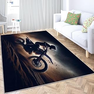 寝室用 カーペット 砂漠のオートバイ 120 x 180cm 3D効果 ンスリップ 防臭 耐磨耗性 通気速乾 柔らかい肌触り ベッドサイド 子供部屋 玄関 客間 防音 オフィス用 家庭用 キッチン プレイマット