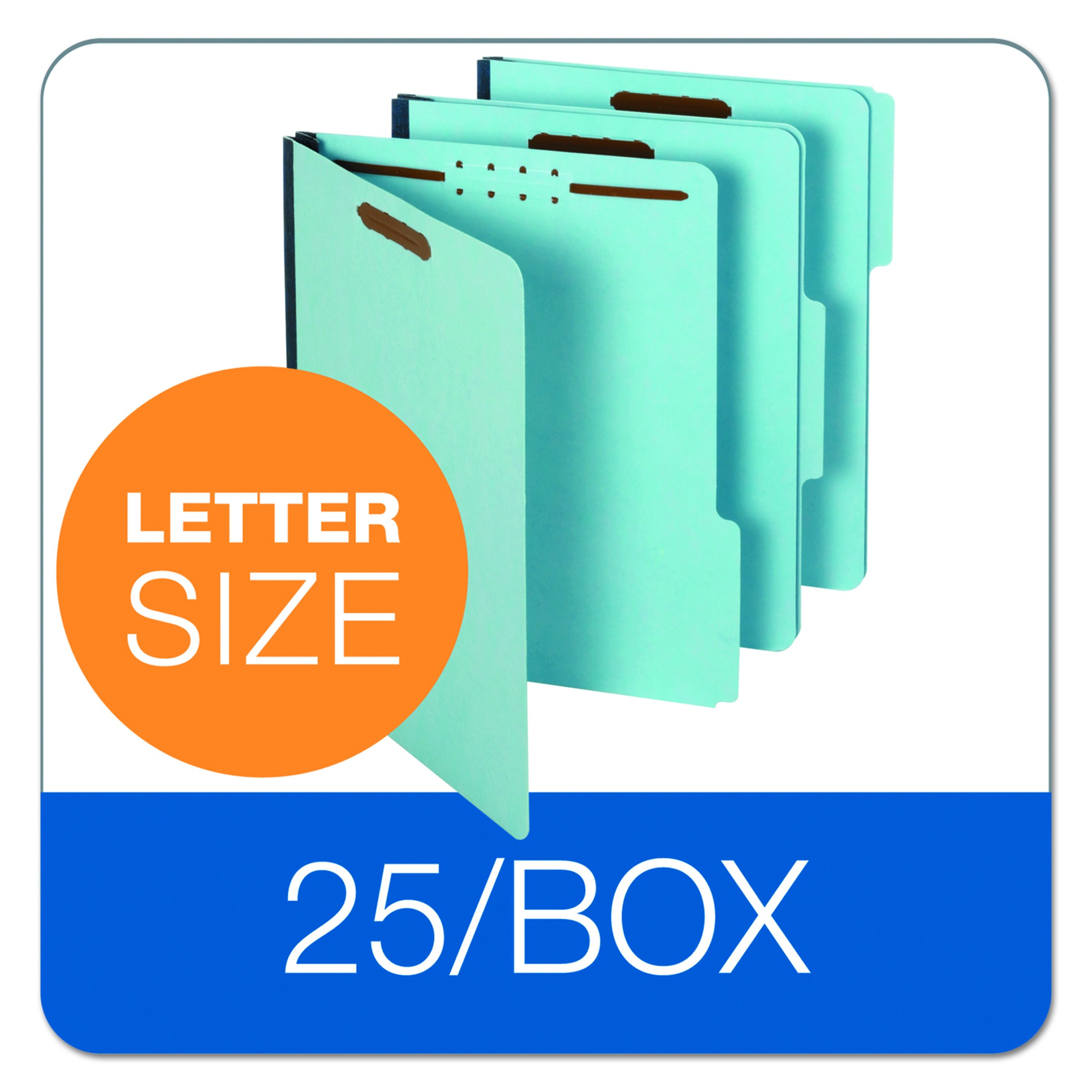 Pendaflex Pressboard Fastener Folders, Letter Size, Light Blue, 2" Expansion, 1/3 Cut, 25/BX (61542)