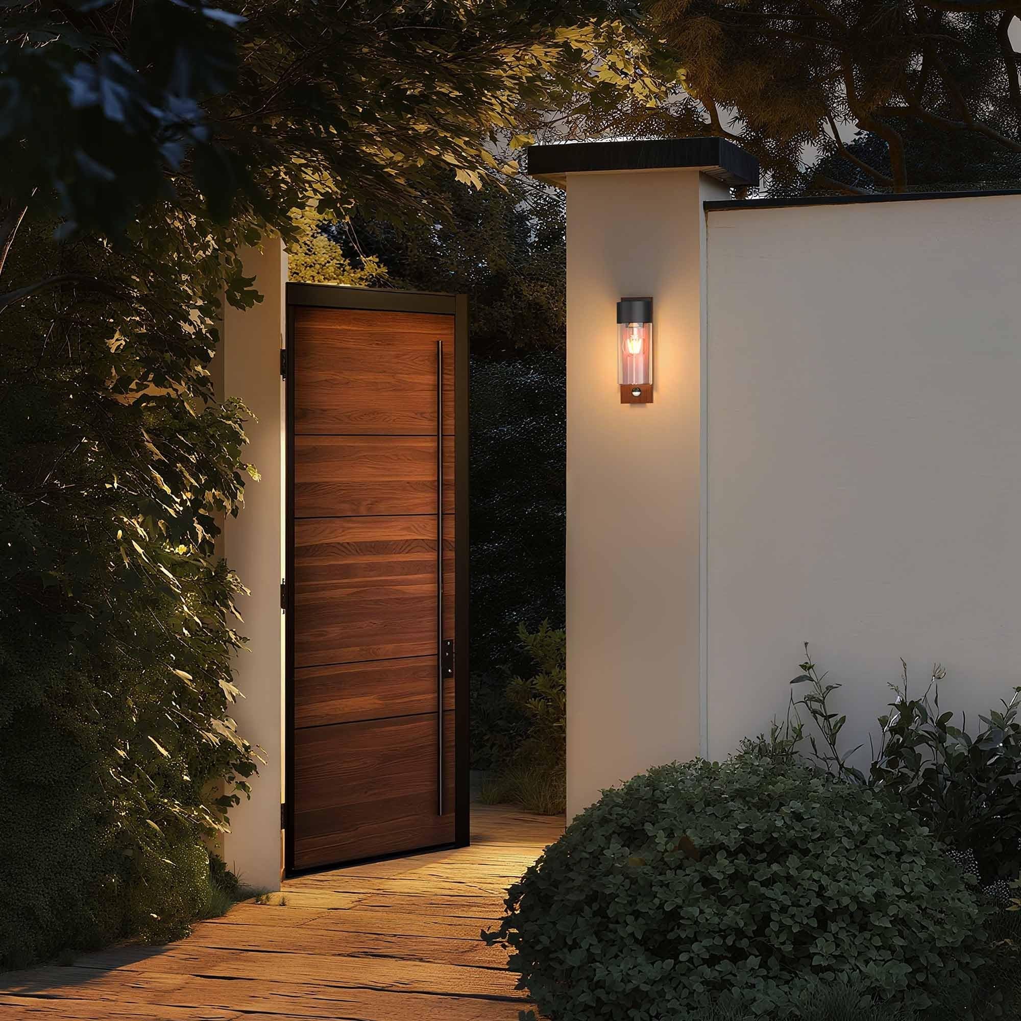 Ledvion applique murale Wandlampe Holz avec détecteur effet bois E27 IP44