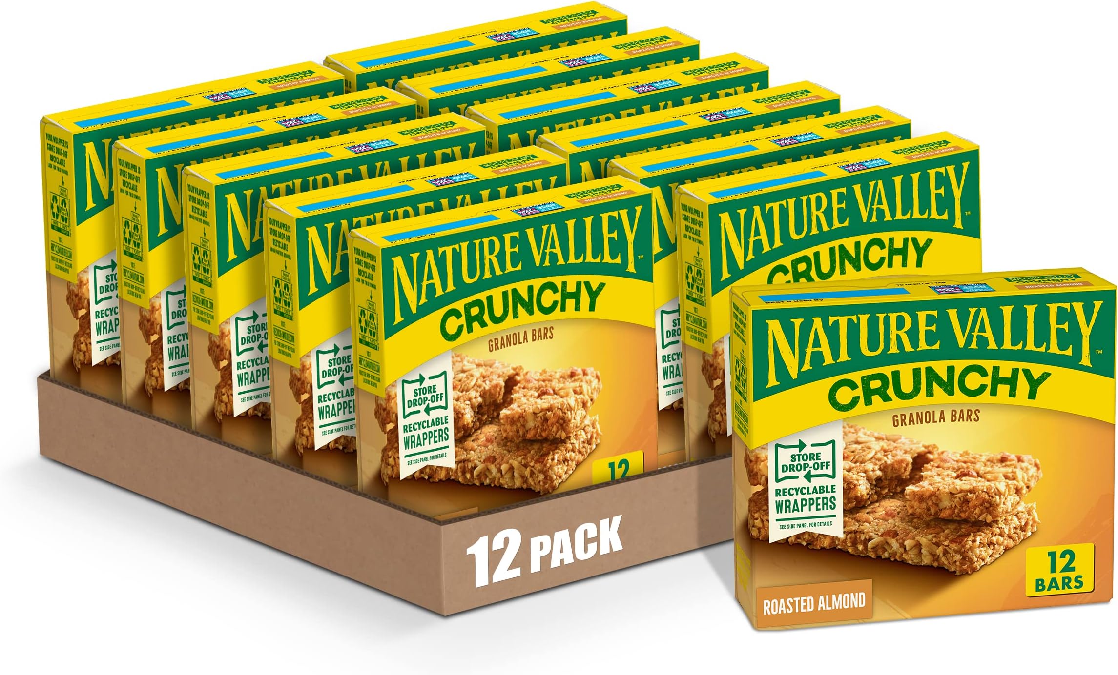 Nature Valley Crunchy Granola Bars, Roasted Almond, 1.49 oz, 6 ct, 12 bars (Pack of 12)