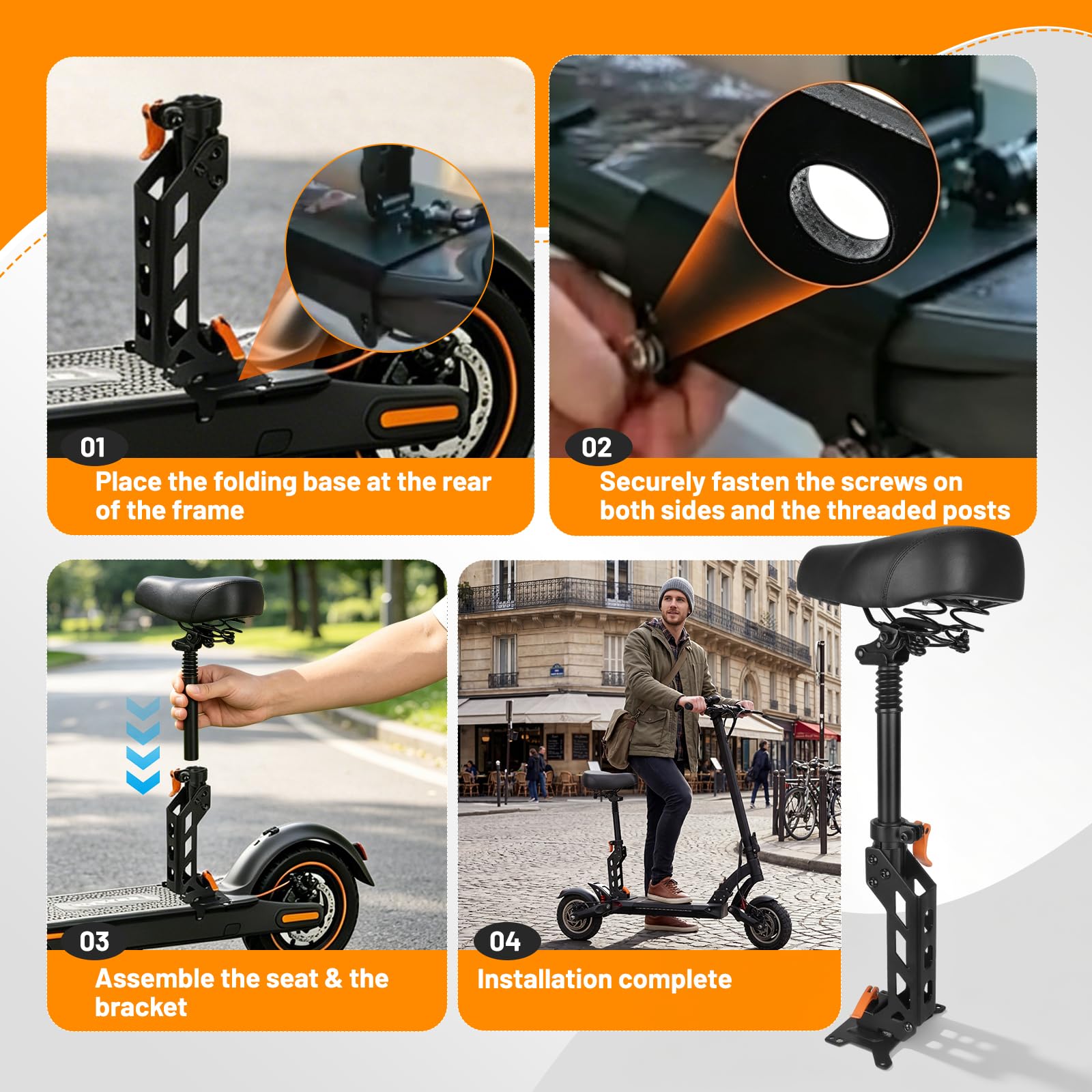 Siedzisko do skutera elektrycznego, siedzisko do skutera elektrycznego, do Kukirin G2 Pro DB, regulacja wysokości, składane, amortyzujące wstrząsy, oddychające, wysokiej klasy siodełko, zdejmowane
