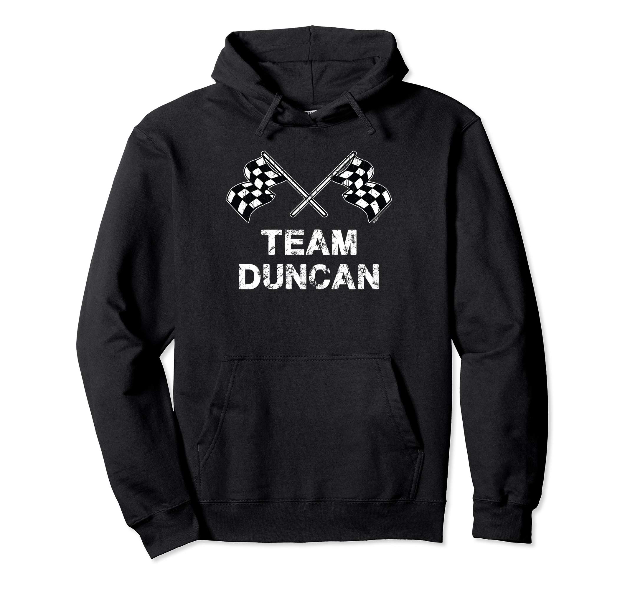 Vintage Team Duncan Family Name Checkered Flag Racing Pullover Hoodie