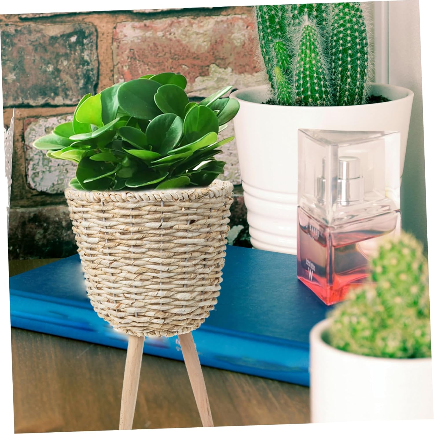 Bamboo Woven Flower Basket Nordic Style Decorative Container for Indoor Plants Versatile Storage for Home Decor and Organization Small