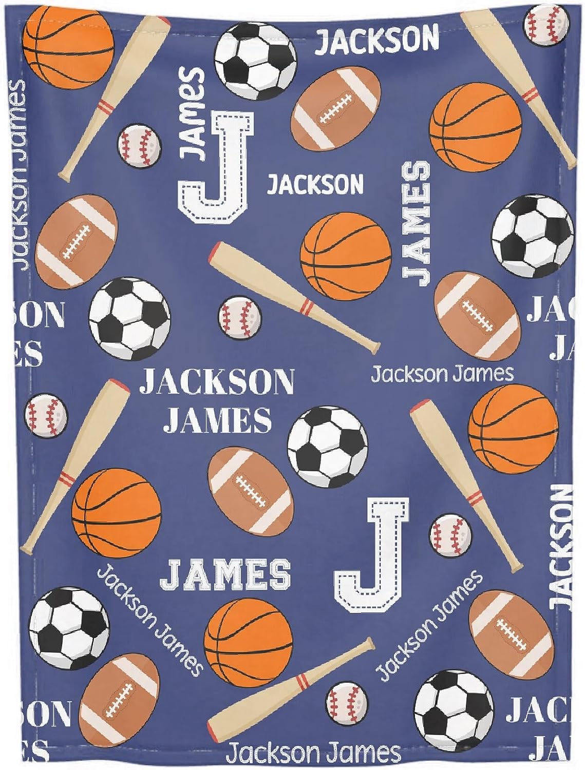 Personalized Sports Custom Baby Blankets with Name, Lightweight for All Seasons, Custom Baby Blanket As Festival Gifts Collection- Sofa, Living Room, Vacation House 40"x50" for Kids/Children