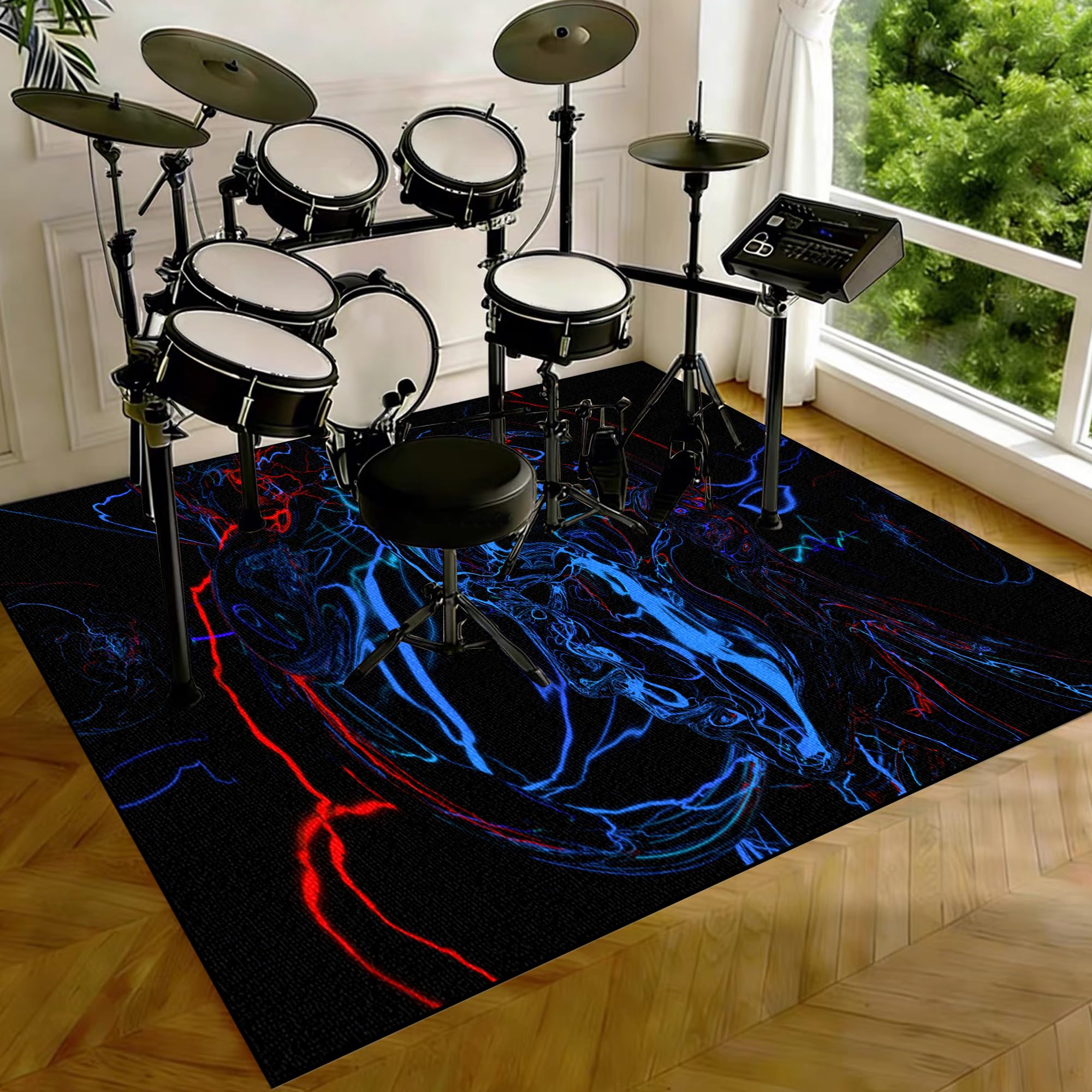 Tappeto per Batteria Acustica Tappeto a Tamburo Tappeto Drum Strumenti Musicali Coperta Antiscivolo Tappetini per Batterie Tappetino per Tamburo Insonorizzato Tappeti per Batteria 230 x 180 cm