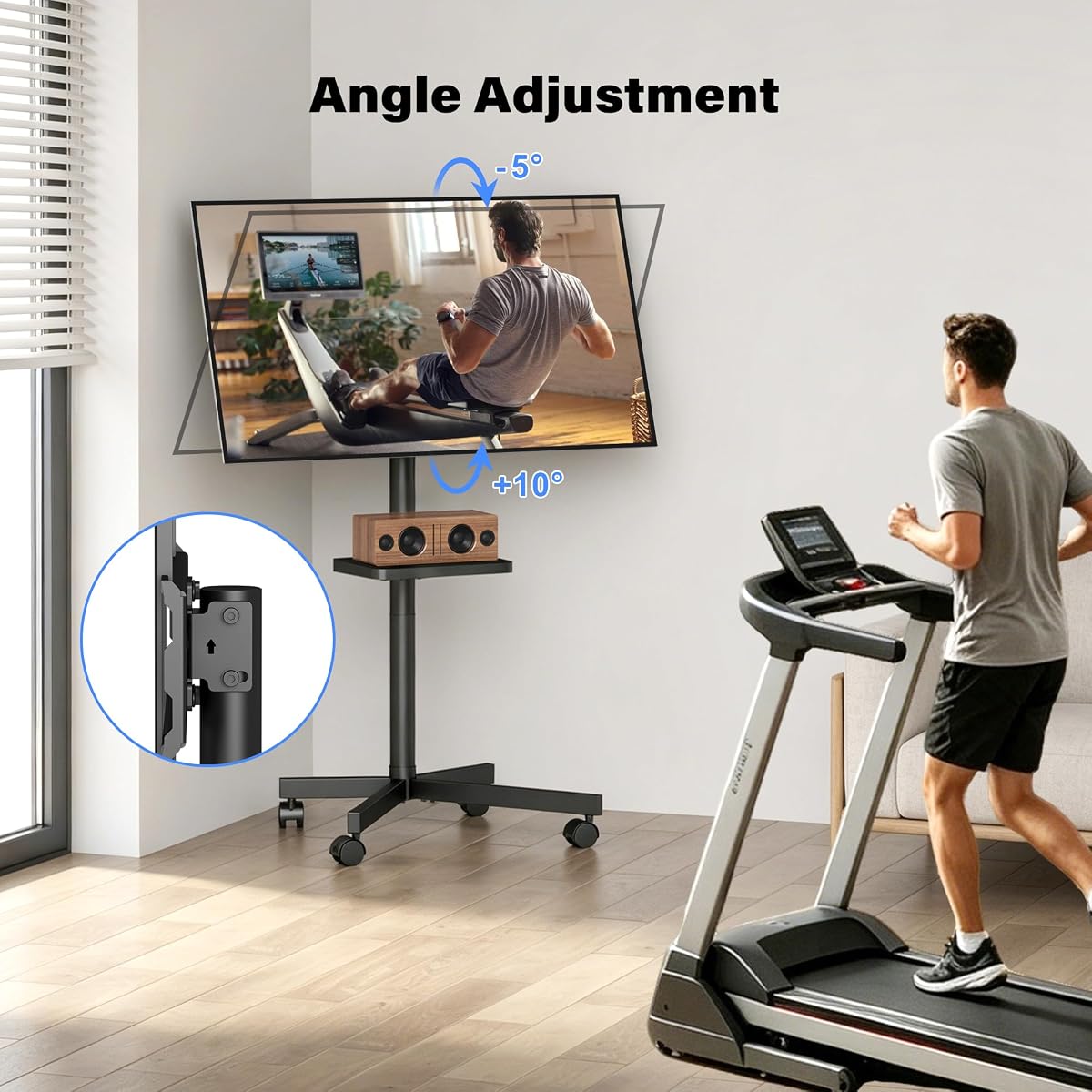 XINLEI Stojak pod telewizor na kółkach do montażu wtykowego do 21-65 cali, mobilny stojak na telewizor z nachyleniem -5°/+10° i rolkami 360°, do telewizorów LCD/LED/OLED, z zarządzaniem kablami, maks