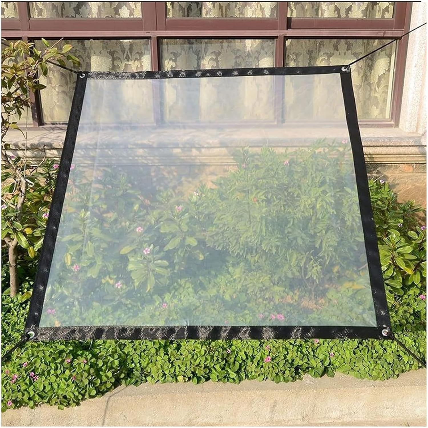 10x26ft Clear Tarps with Grommets, Clear Vinyl Tarp, Tarp Cover Waterproof Plastic Tarp Outdoor Tarp for Under Pool Waterproof Rain Cover for Patio Roll Up Camping, Plants Greenhouse