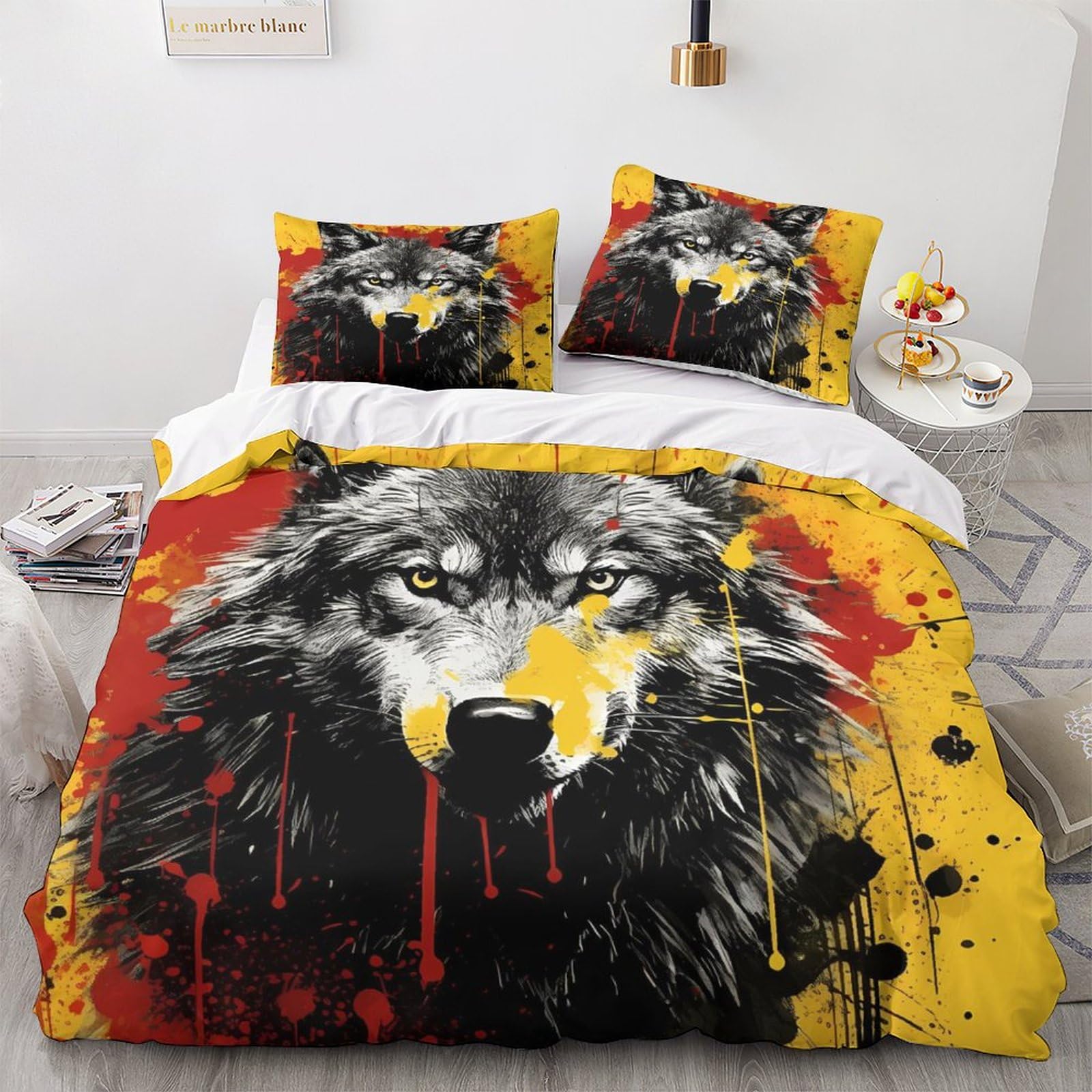 Parure de lit loup 3D King 220x240cm pour transformer l'ambiance de la chambre adulte
