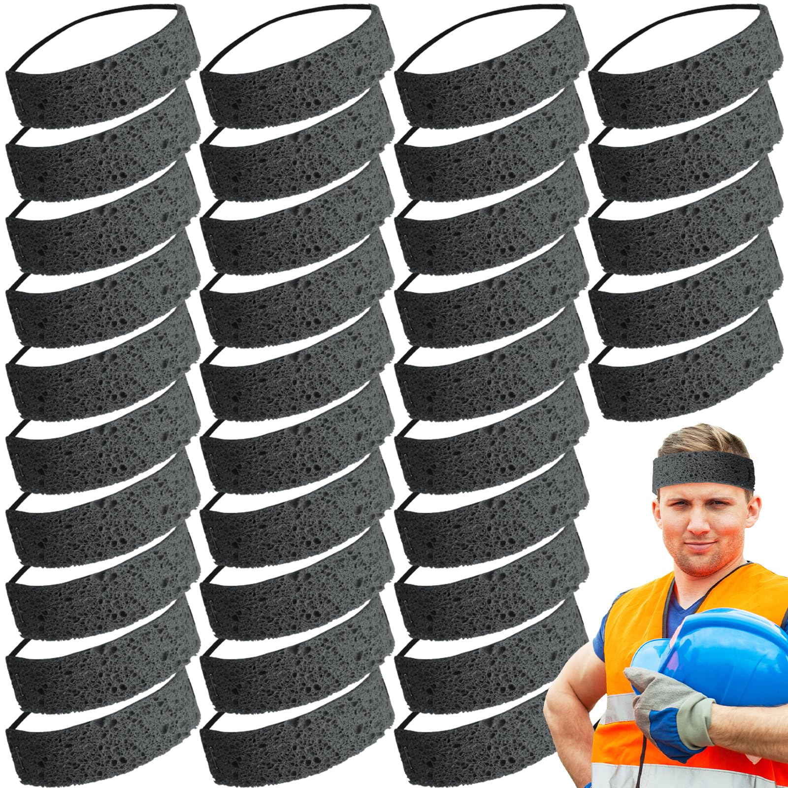 Pasimy 40 Pcs Disposable Sweatband for Work Cooling Sweatband Liner Soft Headbands for Men Women Work Hardhat Helmet Sports, Size 8.7 x 1.6 x 0.12