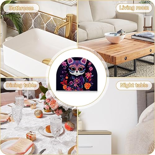 Miniatura 8 de Servilletero de gato con calavera de azúcar de Halloween para mesa, dispensadores de servilletas de tejido acrílico, servilleteros de cóctel para