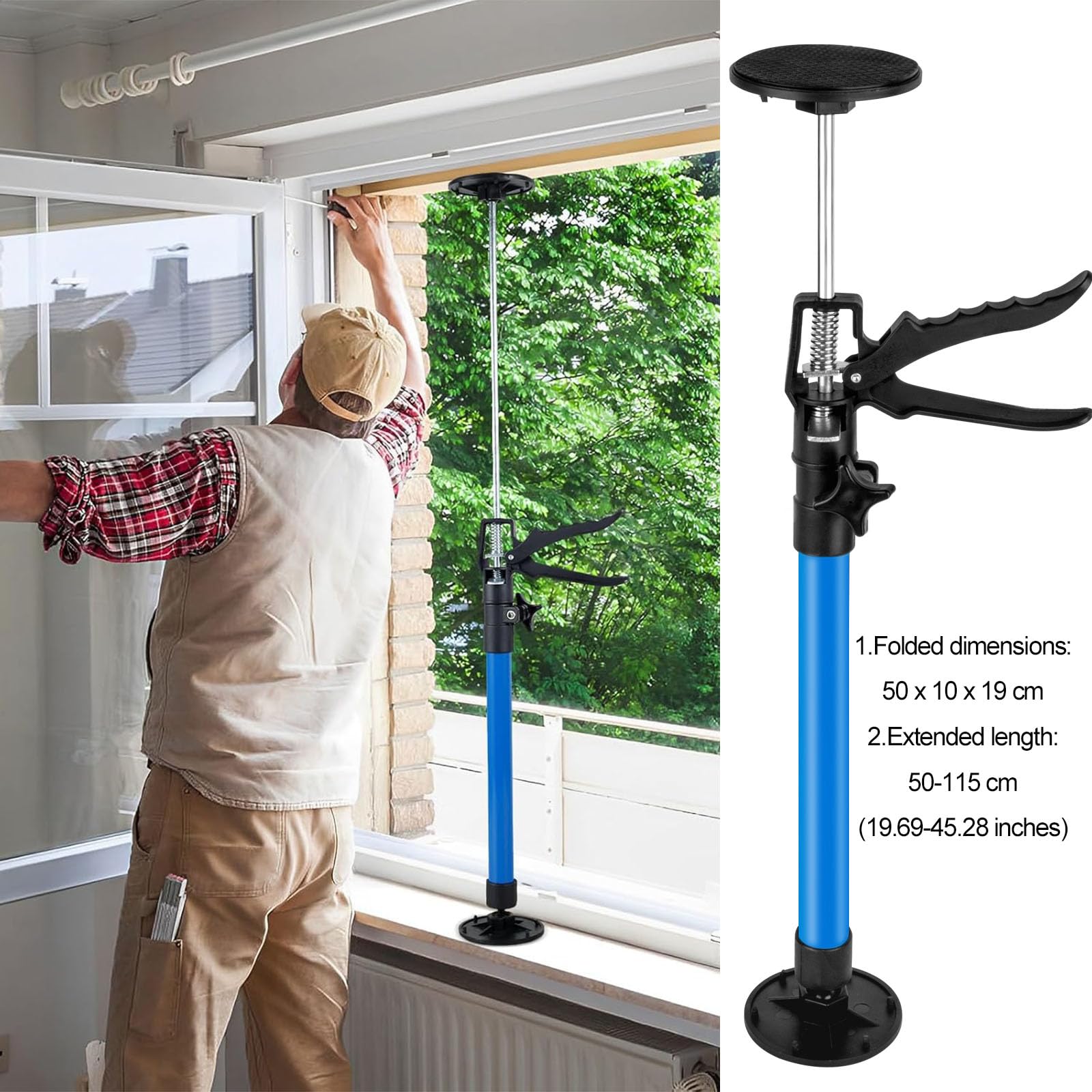 2 x Varilla Telescó de Soporte Rápido,Techo Tensor Puntal de Expansión Telescópico Soporte,Puntal Telescó Pico de Marco con Capacidad de 30 kg