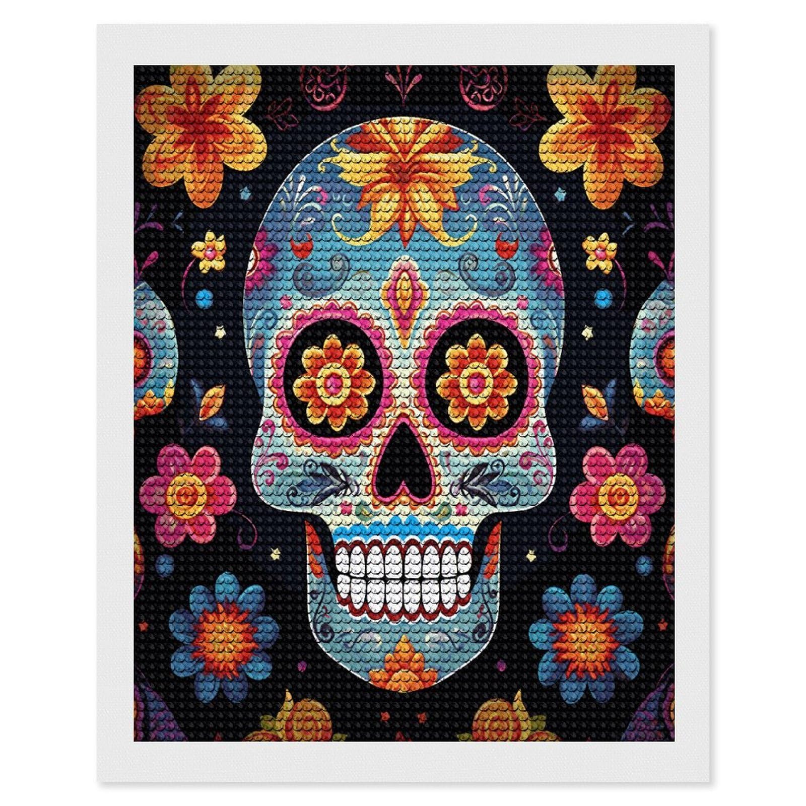 FekiLoot Sugar Skulls Paint by Numbers Kit for Adults Beginner DIY Diamond Dots Paintings Round Full Drill Diamond Art Kits Picture Diamond Art Painting Kits for Home Decor 16"x20"