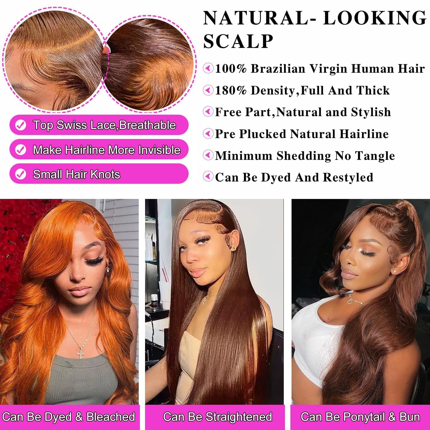 Chocolate Brown Lace Front Wig Human Hair 13x4 HD Body Wave Brown Lace Front Wigs Human Hair Wear and Go Glueless Brown Wig Human Hair Pre Plucked With Baby Hair Colored Frontal Wig For Black Women