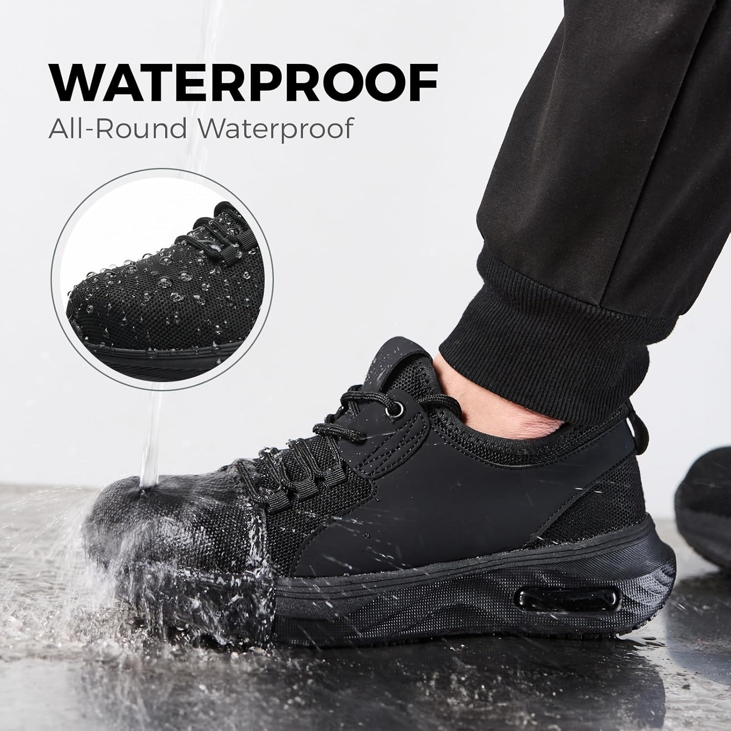Wide Non Slip Work Shoes for Men Women Waterproof Slip Resistant Kitchen Chef Tennis Walking Running Sneakers Lightweight Breathable Comfortable