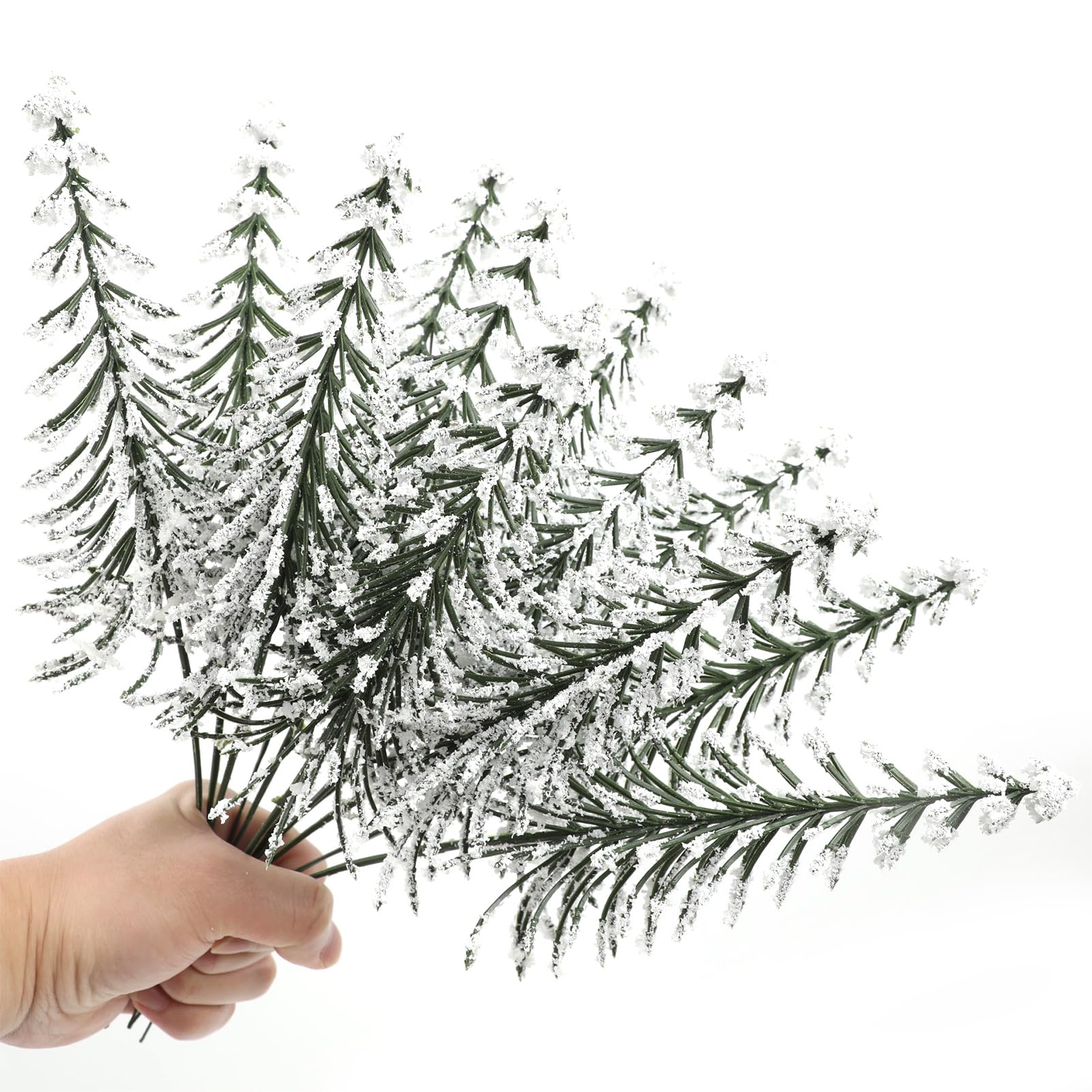 Muiltvoe 24 Pieces Mini Christmas Tree Stems Picks 30 cm Artificial Fir Sprigs Greenery Pine Spray for DIY Garland Wreath Crafts Holiday Accessories