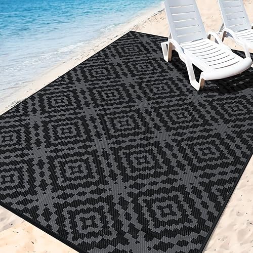 Alfombra de camping para exteriores, impermeable, 5x8 pies, reversible, resistente a las manchas y a los rayos UV, alfombra de paja de plástico para