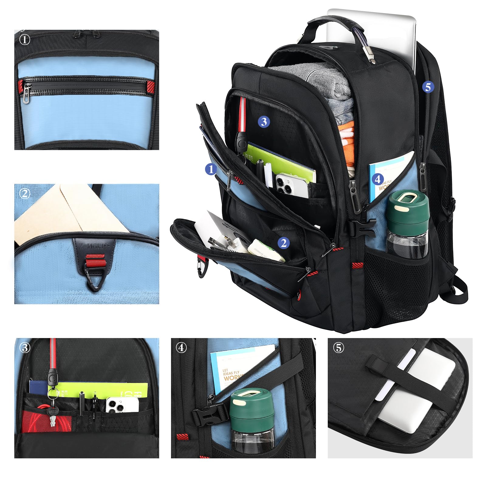 Z-MGKISS Zaino per computer portatile, zaino da viaggio da 17,3 pollici