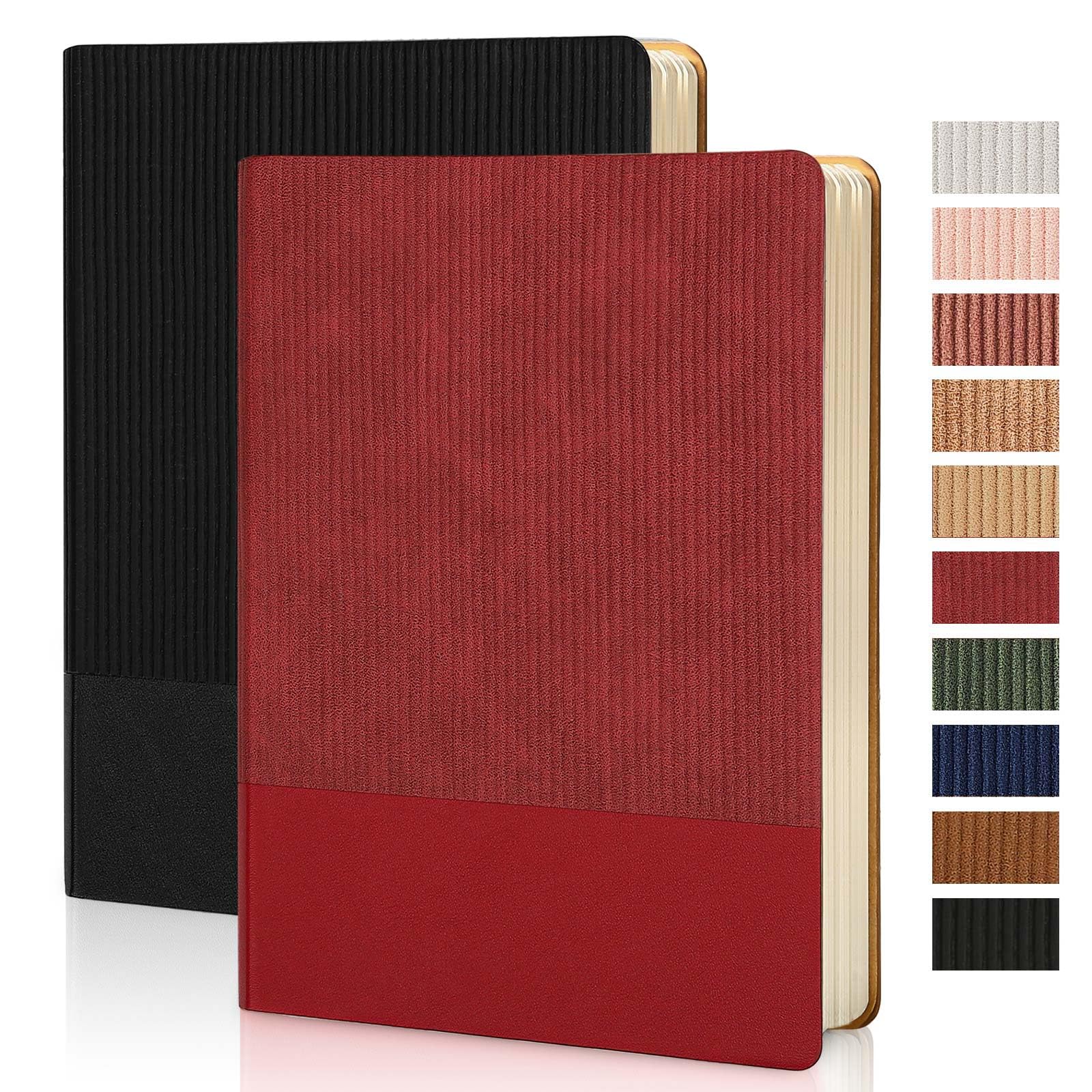 TSFPapier Lined Journal Notebook for Work College Ruled Note Book 5.79"x8.27" A5 PU Leather Daily Journaling 216 Pages for Women Men Writing Home