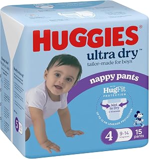 Huggies Ultra Dry Nappy Pants Boy Size 4 (9-14kg) 15 Ct
