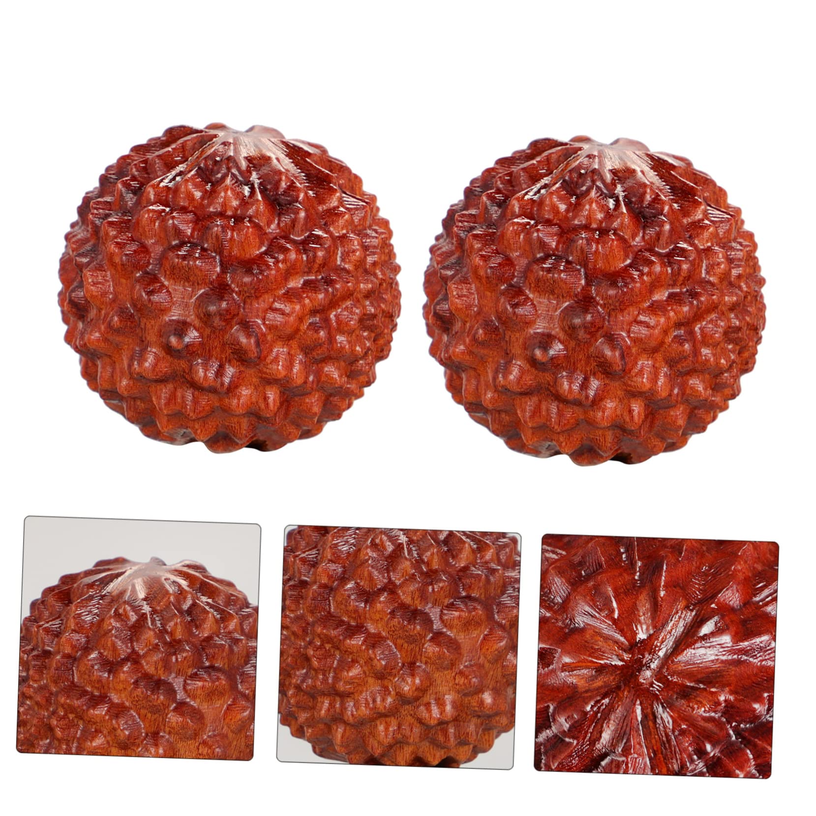 Healeved 3 Series Piezas De Mano De Huanghuali Juguetes Muñecos Masaje Con Bolas Puntiagudas Bolas De Masaje Manuales Bola Masajeadora Palo De Rosa Café 2 Piezas X 3