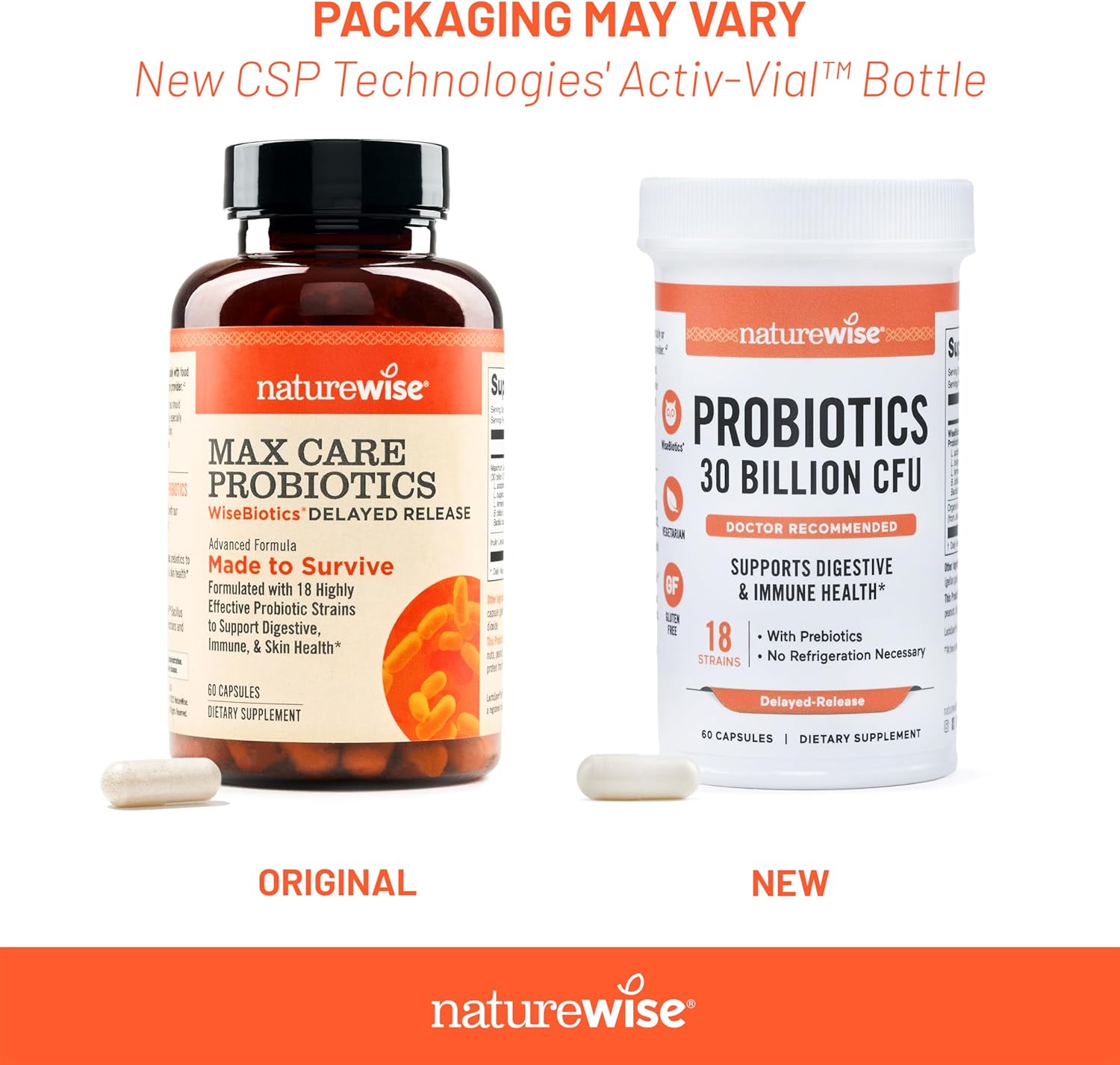 NatureWise Max Probiotics for Women & Men - 30 Billion CFU 18 Strains With Prebiotics - For Gut & Digestive Health - Delayed-Release Capsules, Gluten Free - 60 Capsules[2-Month Supply] - Image 2