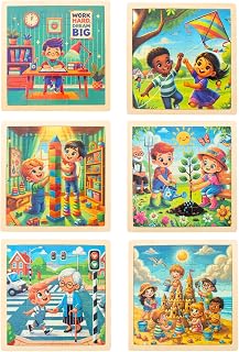 Montessori-Holzpuzzle-Set mit Geschichtenbuch